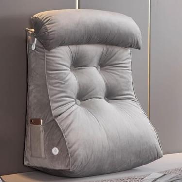 Imagem de Travesseiro De Leitura E Tv, Travesseiro De Cunha, Travesseiro De Apoio Para As Costas, Almofada De Descanso De Cama, Almofada De Enco, Cold Silk - Champagne, 45×55×30CM (with headrestt)