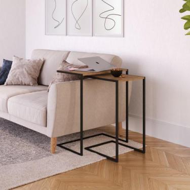 Imagem de Conjunto com 2 Mesas Laterais Estilo Industrial 27895 Móvel na Caixa, 