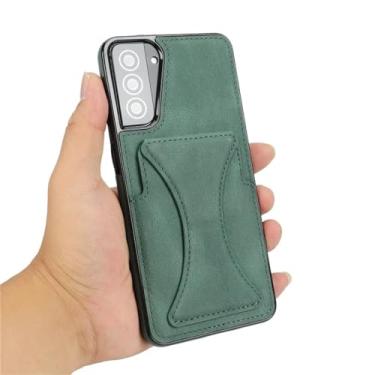 Imagem de HJZSZX para Galaxy S24 Ultra Case Luxo Slim Fit Couro Slots para Cartão Capa À Prova de Choque Kickstand (para Galaxy S24 Ultra/verde)