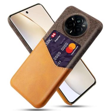 Imagem de Capa para Realme 14 Pro,Anti-deslizamento,Proteção contra quedas de 360°,Resistência à impressão digital,Tela e caso de couro PU com 1 slot de cartão atrás-Brown