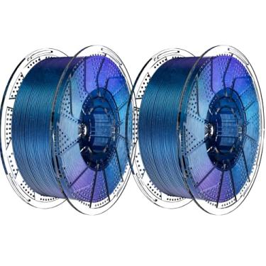 Imagem de Chitu Systems Conjure Filamento de impressora 3D PLA de seda, filamento tricolor de Natal de 1,75 mm, conjunto de filamentos de impressão 3D preto azul roxo 2 x 1 kg