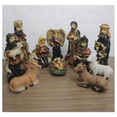 Imagem de Decoração Enfeite Natal Resina Presépio 11 Peças Natalino 24cm - Gici 
