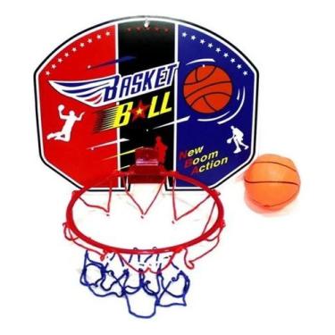 Imagem de Kit Mini Tabela Basquete Cesta com Bola NBA para Parede Brinquedo - Út