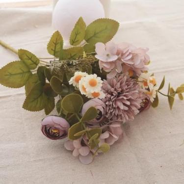 Imagem de Rosas artificiais de seda para scrapbook, girassol, buquê para festa de casamento, vaso, decoração para casa, casamento, dia dos namorados (roxo, cinza)