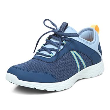 Imagem de Vionic Tênis feminino de lazer Brisk Helena com cadarço – tênis de caminhada de suporte que inclui conforto de três zonas com suporte ortopédico para o arco da palmilha, ajuste médio e largo, Azul escuro, 9.5