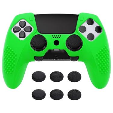 Imagem de playvital Capa De Silicone Antiderrapante Edição 3D Com Tachas Para Controle Ps5 Edge, Película Protetora Borracha Macia Sem Fio Capas Apoio Polegar - Verde
