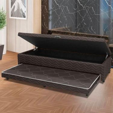 Imagem de Base Box Solteiro Baú com Cama Auxiliar 46cm X 88cm Imperatriz Marrom 