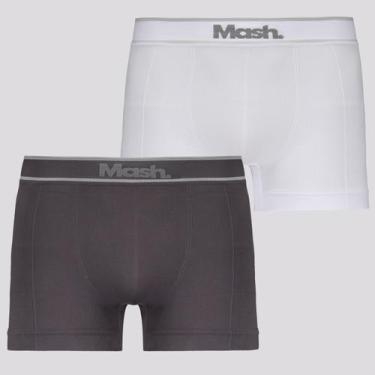 Imagem de Kit 2 Cuecas Boxer Mash Sem Costura Branca e Cinza, P