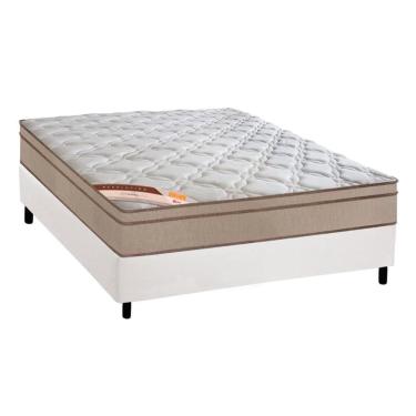 Imagem de Cama Box Casal: Colchão Molas  Ensacadas Castor Revolution Híbrido + Base CRC Courano White (138x188)
