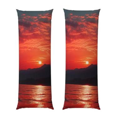 Imagem de Capa de travesseiro corporal com zíper ultramacia e refrescante, capa protetora respirável, vermelho, pôr do sol, cama, fronha, capa de almofada decorativa para casa 50,8 cm x 137,2 cm