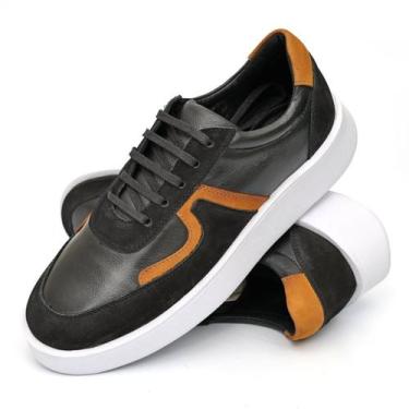 Imagem de Tênis Casual Couro Sneaker Masculino em Couro Legítimo - Mr Light, Pre