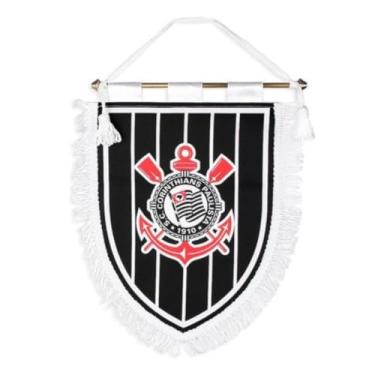Imagem de Flamula Oficial Corinthians Original Branca Ou Preta (Preto, L: 25cm X A: 31 cm, Corinthians)