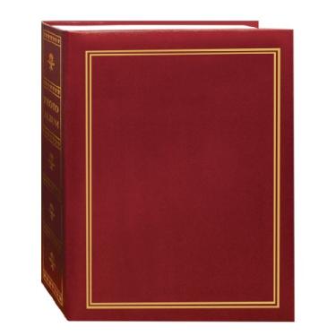 Imagem de Pioneer Álbum de fotos encadernadas estilo livro de fotos, capas cênicas de cor sólida com detalhes dourados, comporta 208 fotos de 10 x 15 cm, 2 por página, cor: bordô.