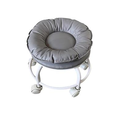 Imagem de IEUDNS Banco giratório baixo com rodinhas 360°, banco para tarefas domésticas, baixo ruído, resistente, pequeno, cadeira giratória para crianças, para sala, Cinza