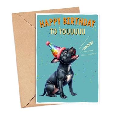 Imagem de Cartão de aniversário Staffordshire Bull Terrier - Cartão de aniversário para dono de cachorro - Cartão de aniversário engraçado Staffordshire Bull Terrier - Presente para amantes de cães