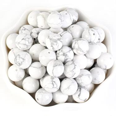 Imagem de AsVrai U 200 peças, 4 mm, pedras preciosas howlita turquesa branca natural, espaçador solto, contas redondas para fazer joias, colares e pulseiras