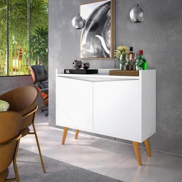 Imagem de Aparador Buffet Merlin - 2 Portas Com Pés Retrô Em Mdf-mdp Branco - Movelove Branco