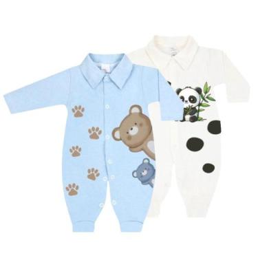 Imagem de Kit 2 Peças Macacão Estampado Suedine Roupa De Bebê Inverno - Koala Ba