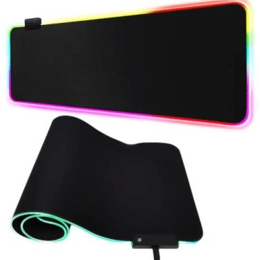 Imagem de MousePad Gamer LED RGB 80x30cm com 13 Modos de Luz e Cabo USB Incluso 