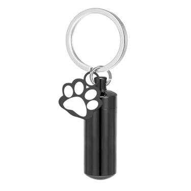 Imagem de IEUDNS Chaveiro Memorial para Cinzas de Pata de Animal de Estimação, Urna de Lembrança com de Cachorro, Recipiente para Chaveiro, Garrafa Memorial, Preto