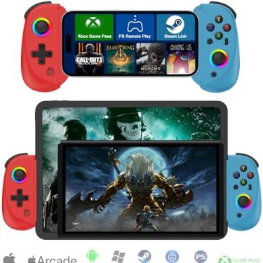 Imagem de Wireless Controller for iPad, Tablet, iPhone/Android/PC/Switch/PS3/PS4 Gamepad Joystick with 7-color RGB lights, Turbo, Supports Mobile Cloud Game, Streaming on PS/Xbox/PC Console, iPhone 15/14, Blue