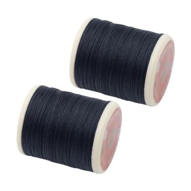 Imagem de ccHuDE 2 rolos de fio de bordado de poliéster de 0,5 mm x 120 m, linha de costura multiuso para costura à mão, cordão encerado para artesanato em couro jeans, preto