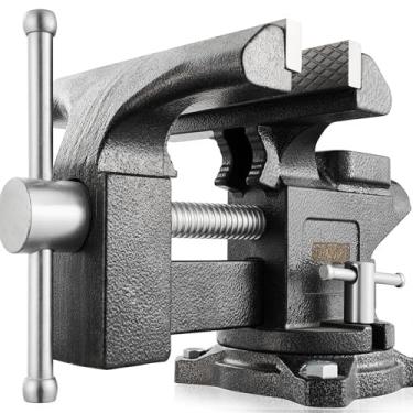 Imagem de Torno de bancada de 15 cm – Torno de mesa para bancada de trabalho, torno utilitário com ferro fundido resistente, multi-mandíbula, base giratória de 270 graus, bigorna maior, fácil ajuste para