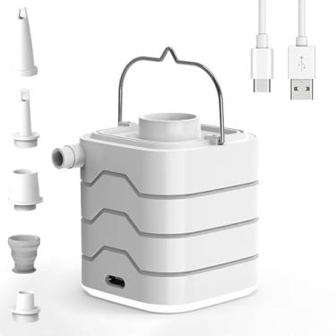 Imagem de MUMAPI Bomba de ar para infláveis, bomba de ar elétrica portátil com bateria de 1800 mAh, inflador e desinflador rápido 4x, bomba de 720 L/min para colchão de ar, boias de piscina, sacos de