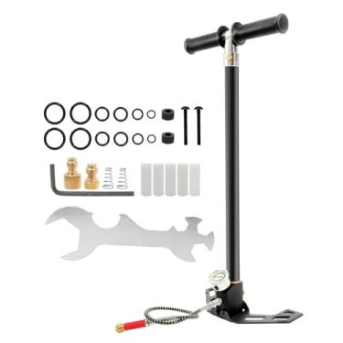 Imagem de Bomba manual PCP 30Mpa 4500Psi, bomba manual de alta pressão PCP de 4 estágios, bomba de ar de aço inoxidável com filtro de umidade de óleo para pistolas de ar PCP, pistola de paintball, rifle de ar,