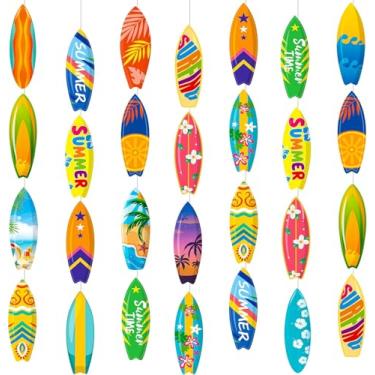 Imagem de Prancha de surfe de verão faixas suspensas tema prancha de surf decorações de festa de aniversário para praia, piscina, Havaí, luau, artigos de festa