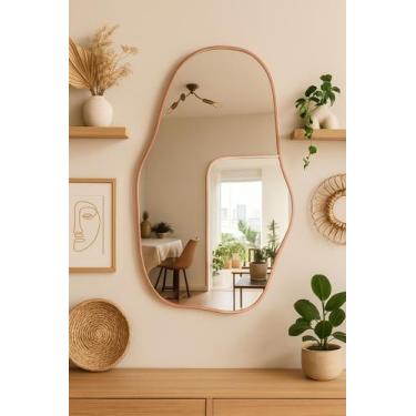 Imagem de Espelho orgânico grande moldura metalizada rose gold, dourado, preto e