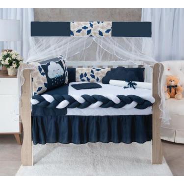 Imagem de Kit Berço Americano Bordado Com Trança Menino 11 Peças - João e Maria 