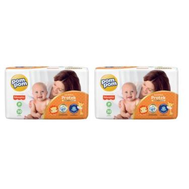 Imagem de Fralda Pompom Derma Protek  Jumbo Fisher-Price - Tam P (3 a 6kg) - Kit