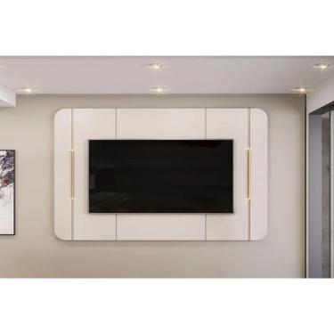 Imagem de Painel Quarto p/ TV até 65 Pol Adele 180x132cm Off White - DJ Móveis