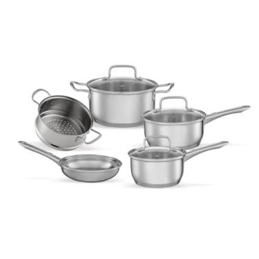 Imagem de Brinox - Jogo de Panelas Aço Inoxidável Fundo Triplo 5 Peças Jasmin com Indução - Inox