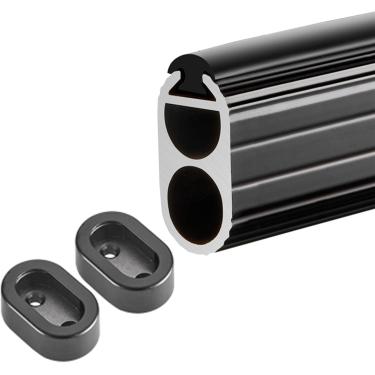 Imagem de Barra De Roupas Oval Antiderrapante Montada Na Parede Barra De Roupas De Metal Resistente Montada No Guarda-roupa Suporte De Sistema De Guarda-roupa Incluído, Black, 90cm(35 3/8") Length