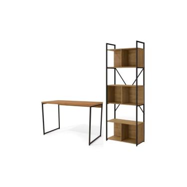 Imagem de Escritório Completo Industrial 2 Peças (1 Escrivaninha + 1 Estante) Freijó - Kappesberg