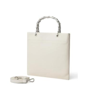 Imagem de DAILANDO Bolsas femininas com alça superior de couro legítimo, bolsa transversal pequena com alça removível, Branco, Small