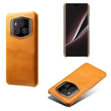 Imagem de Capa para Honor Magic 6 RSR,Proteção contra quedas,Casca de volta de cor sólida simples,Design de couro de imitação de plástico-Orange