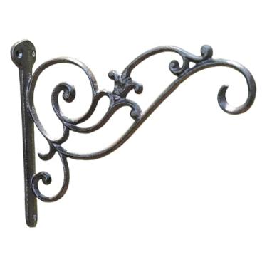 Imagem de IEUDNS Suporte para plantas suspenso, gancho para alimentador de pássaros, decoração de ferro, suporte para plantas, montagem na parede para quintal, jardim, 26cmx20cm