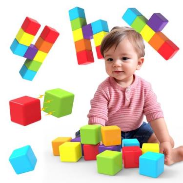 Imagem de Blocos de construção magnéticos Pairez Toys Large Cubes 12 unidades