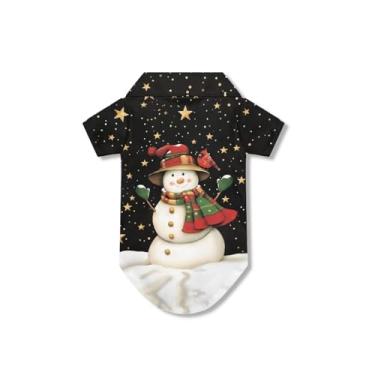Imagem de Bivxisrvo Camiseta de Natal com desenho animado de boneco de neve para cães grandes, meninos, roupas fofas, para gatos e cães, camiseta respirável para primavera e verão para festas de aniversário e