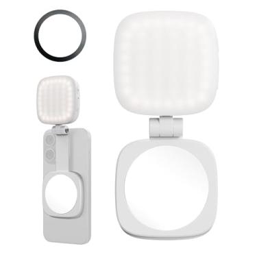Imagem de SmallRig Luz magnética de selfie para iPhone, luz de telefone com espelho, acessório instantâneo para MagSafe, para selfies, videoconferência, Vibe P48 branco