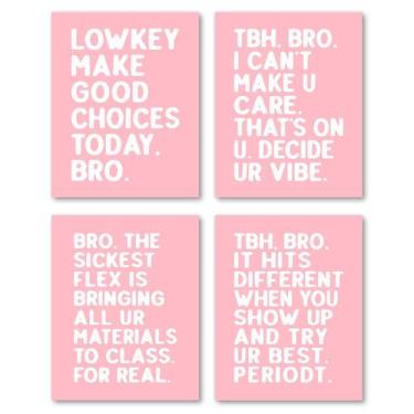 Imagem de Conjunto de impressões de arte de parede Hxlac Funny Pink High School 