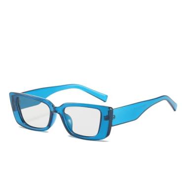 Imagem de VFDHN Óculos de sol femininos retrô, armação retangular grossa, azul, leopardo, retangular, masculino, uv400 (3)