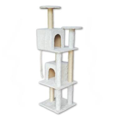 Imagem de Arranhador para Gatos Torre Toca Casa Grande 4 Andares Luxo Cama Poste Sisal Brinquedo(Branca)
