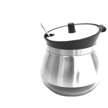 Imagem de Açucareiro Vidro/Inox 250Ml Com Tampa E Colher - Giftutil
