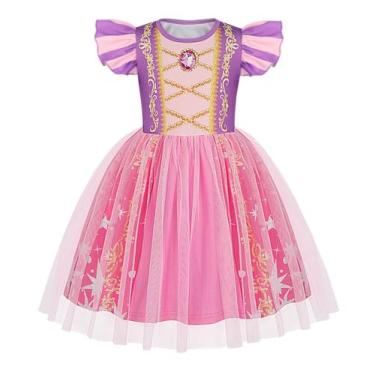 Imagem de Vestido de princesa HenzWorld para meninas e crianças Halloween roxo 7