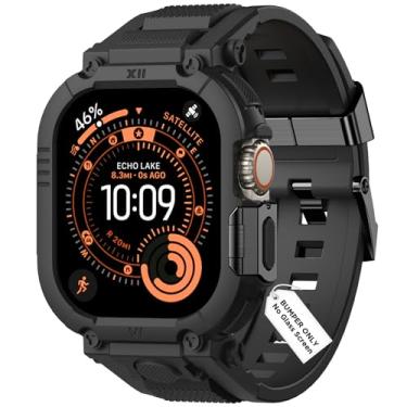 Imagem de DABAOZA Pulseira masculina compatível com Apple Watch SE Ultra 3/2/1 séries 11/10/9/8/7/6/5/4/3 de 49 mm/46 mm/45 mm/44 mm/42 mm, 45mm/44mm/42mm, Silicone, Sem Pedra Preciosa