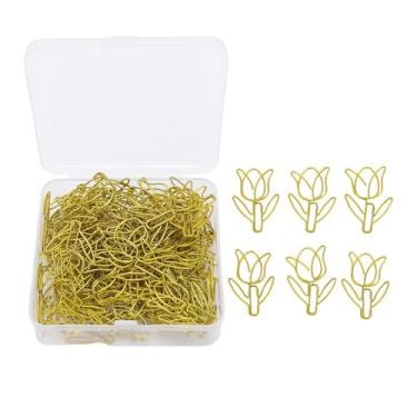 Imagem de YOUTHINK Clipe Clips, 80 Peças, Mini Clipes de Metal Com Caixa de Armazenamento para Documentos e Suprimentos Escolares Em Forma de Flores Mini de Papel Em Forma de Flor (Dourado)